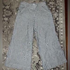Blue and Green stripe linen pants, midrise